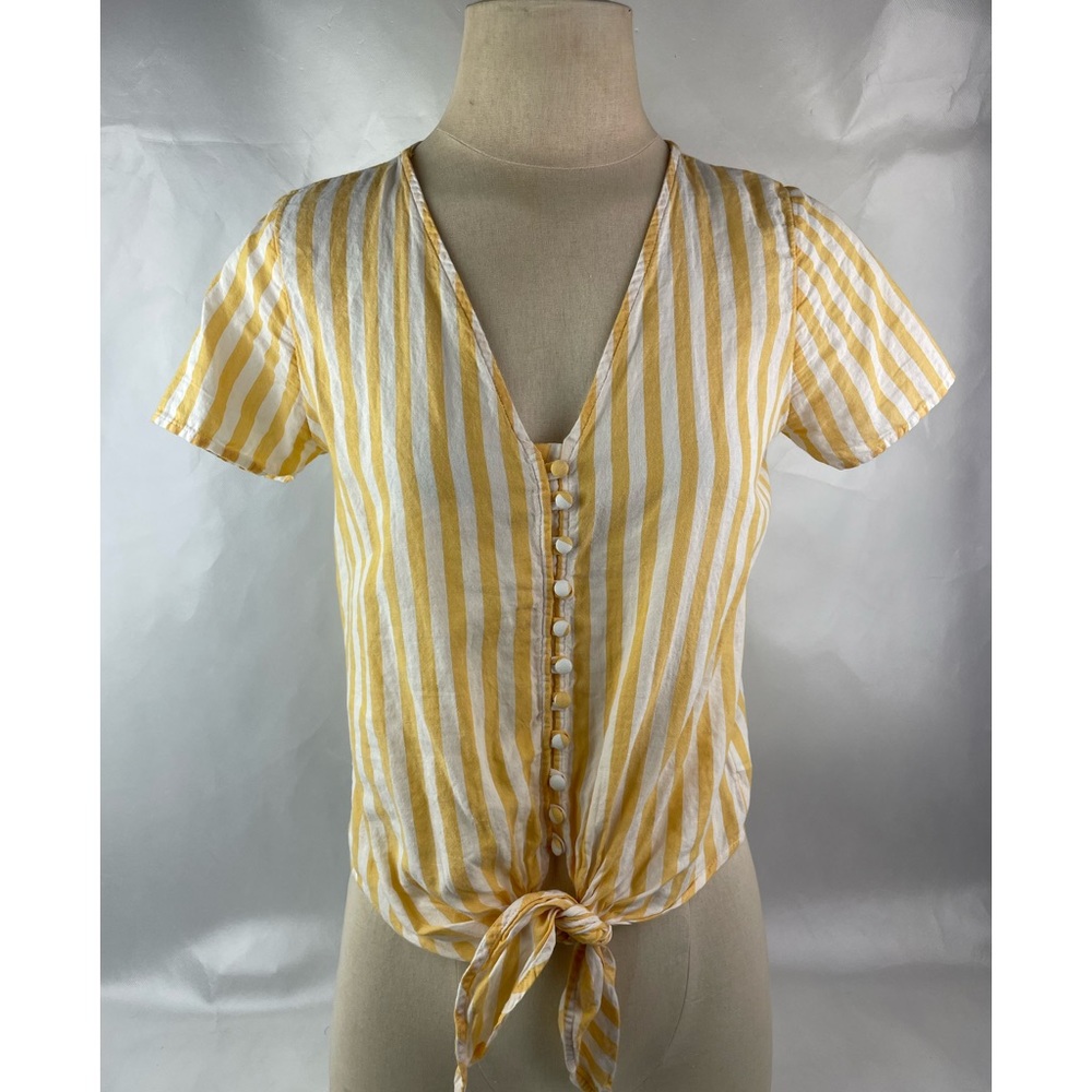 Madewell Tie Front Striped Top Sz XXS